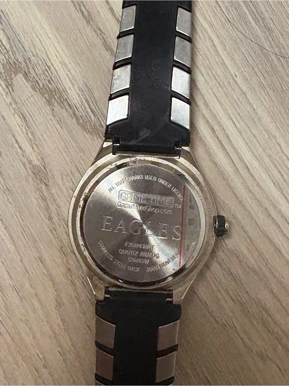 Game Time Philadelphia Eagles Silver and Black Logo Sports Watch